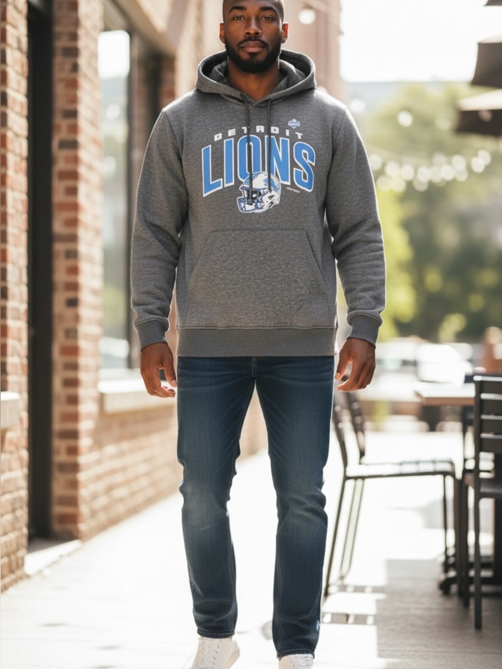 Detroit Lions  Logo NFL Ultra Game Men's Pullover Hoodie Large New